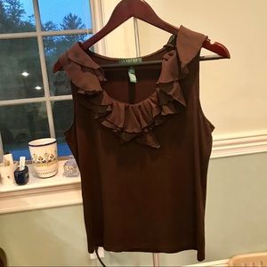 Brown Frill Neckline Top 🧡